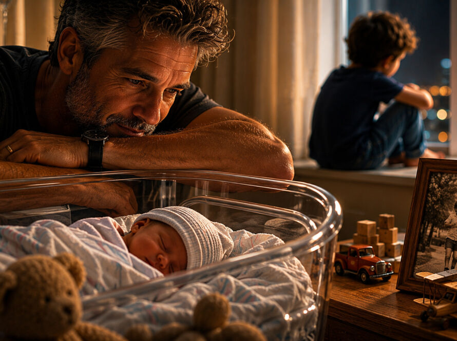 pai observando filho pequeno dormir