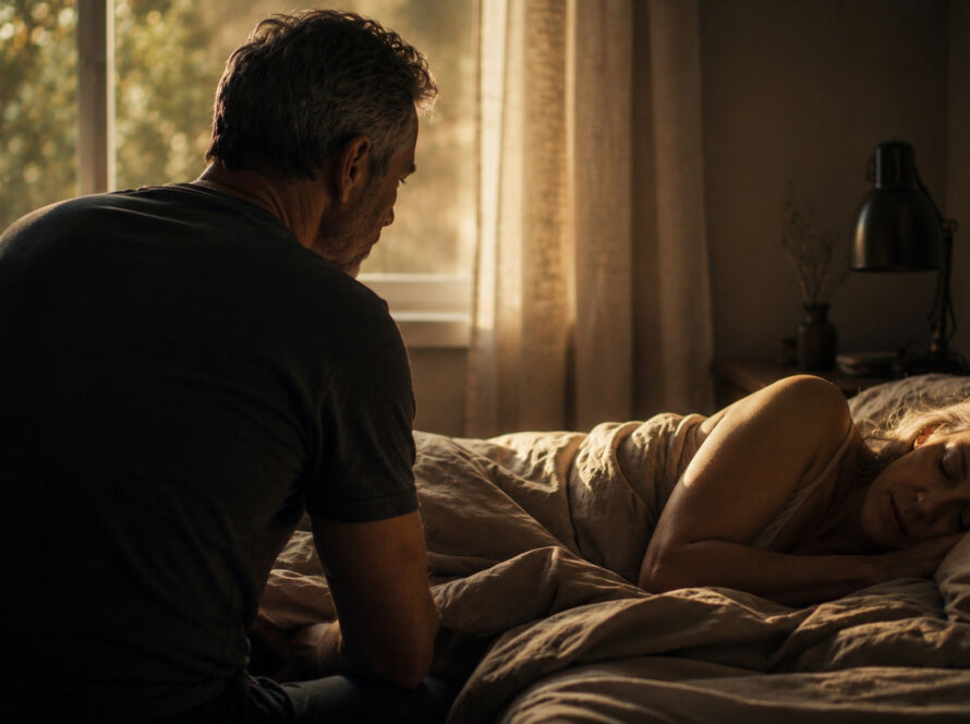 homem observando esposa dormir
